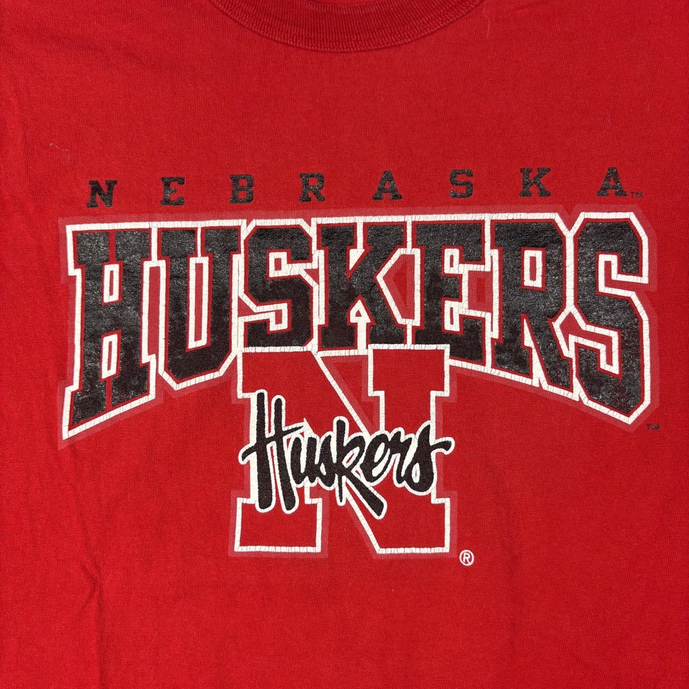 Vintage Russell Athletic Nebraska Huskers T-Shirt Red 90s Collegiate Large - Picture 2 of 7